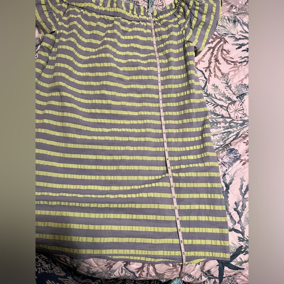 Anthropologie Corey Lynn Calter dress Sz small runs big green grey off shoulder - Picture 6 of 13